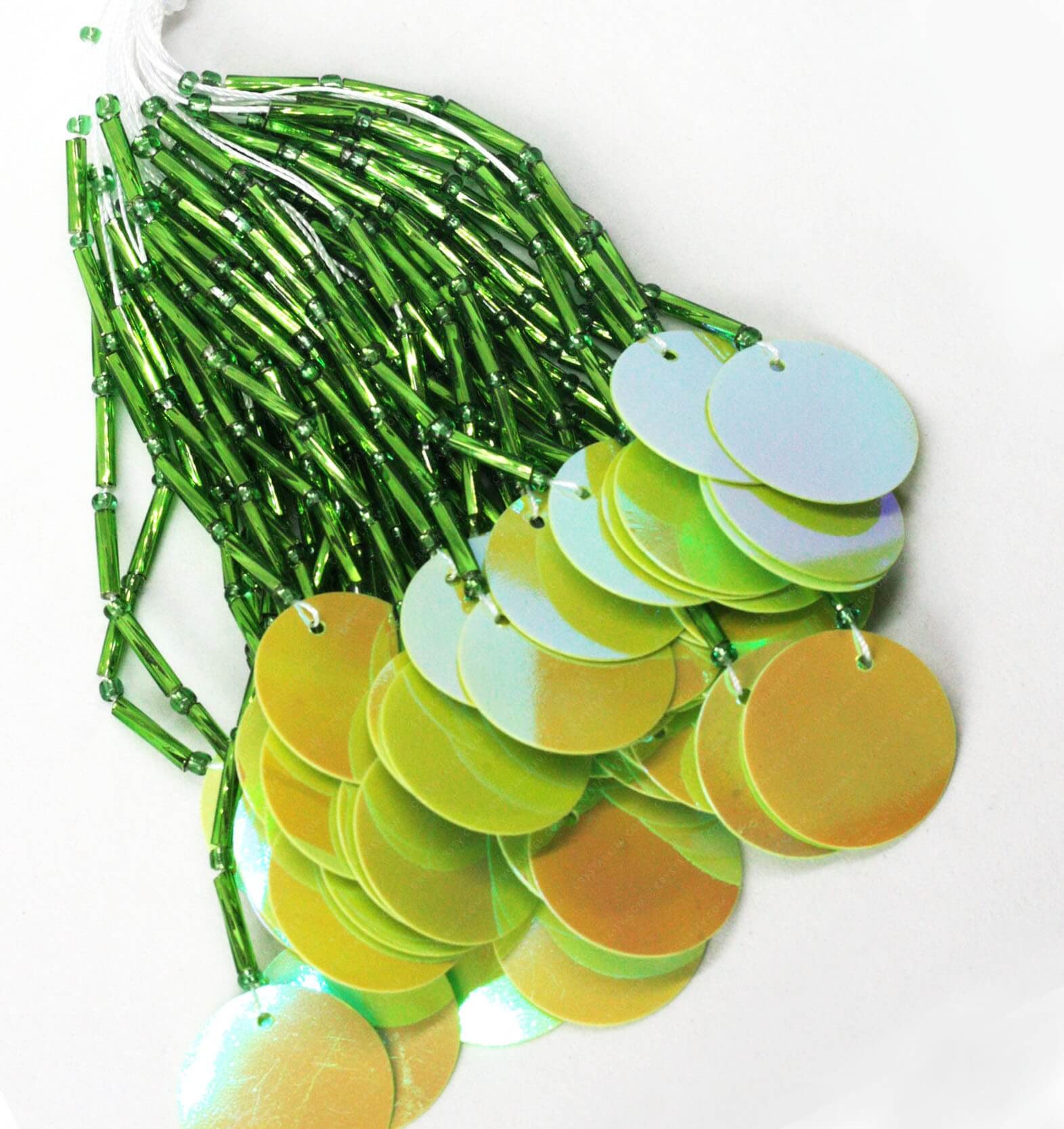 Пучки стекляруса Green + паєтка Lt.Green AB 2см